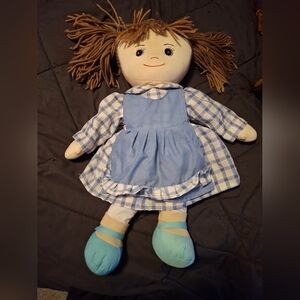 Adorable Blue Plaid Dress Rag Doll